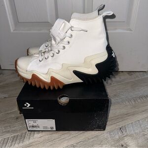 Converse Run Star Motion White High-Tops with Black and Brown Soles